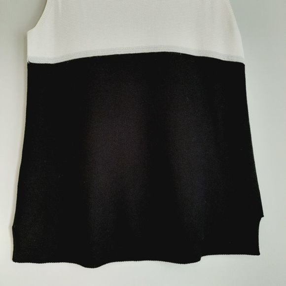 HUBERT GASSER Italy Colorblock Knit Sleeveless Shell B&W Sz L Flawed - Picture 4 of 12